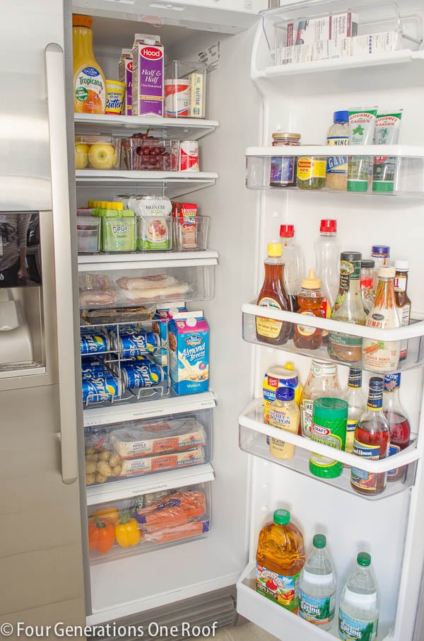  Refrigerator Makeover with pull out storage bins 