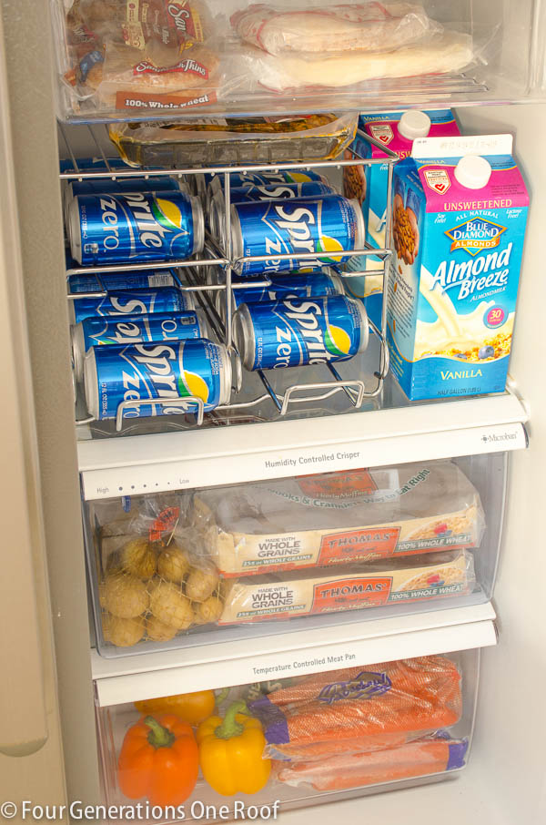 Soda organizer in a refrigerator 
