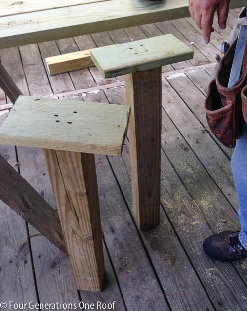 pressure treated wood stair legs 