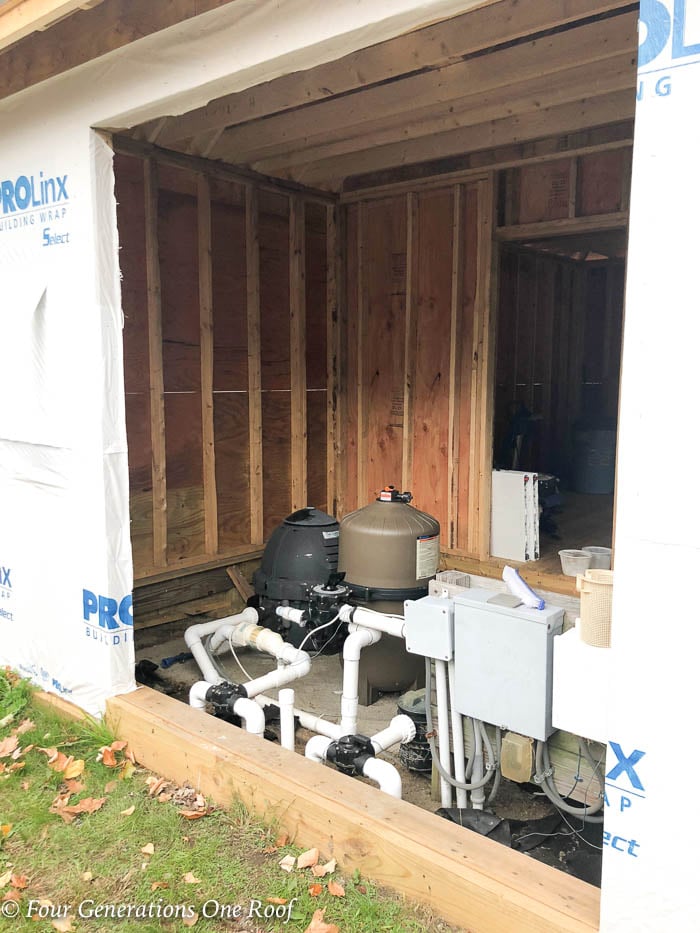 Pool House Shed Pool Pump + Pool Filter