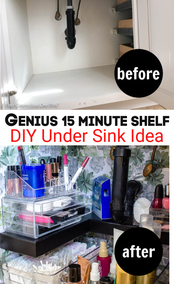 Under Bathroom Sink Cabinet Storage: How To Add A Shelf Inside Your Vanity  In Under 20 Minutes And For Less Than $20! - T. Moore Home Interior Design  Studio