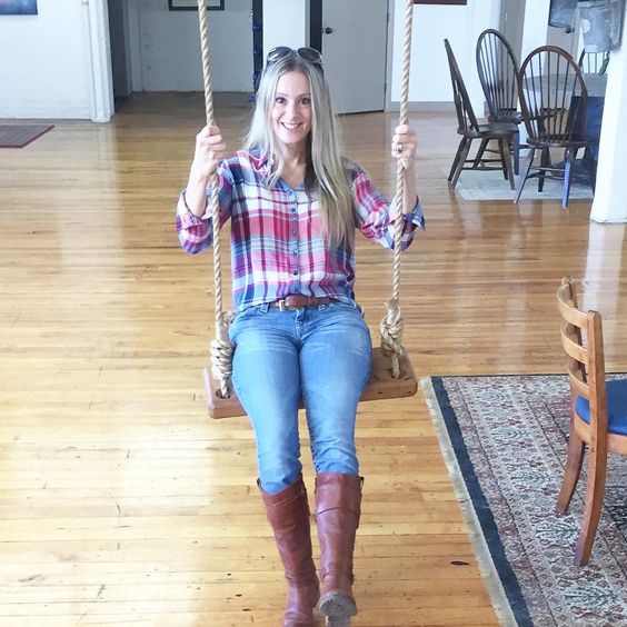 Jessica Bruno Four Generations One Roof inside swing with wood seat and rope 