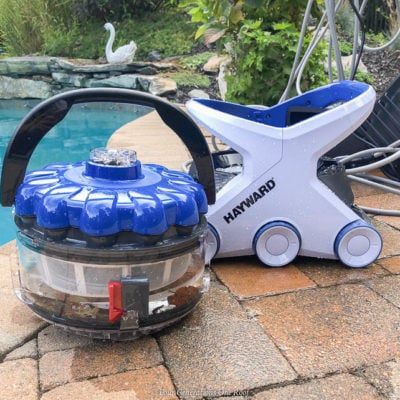 Hayward AquaVac 6 Series robotic pool cleaner filter full of leaves