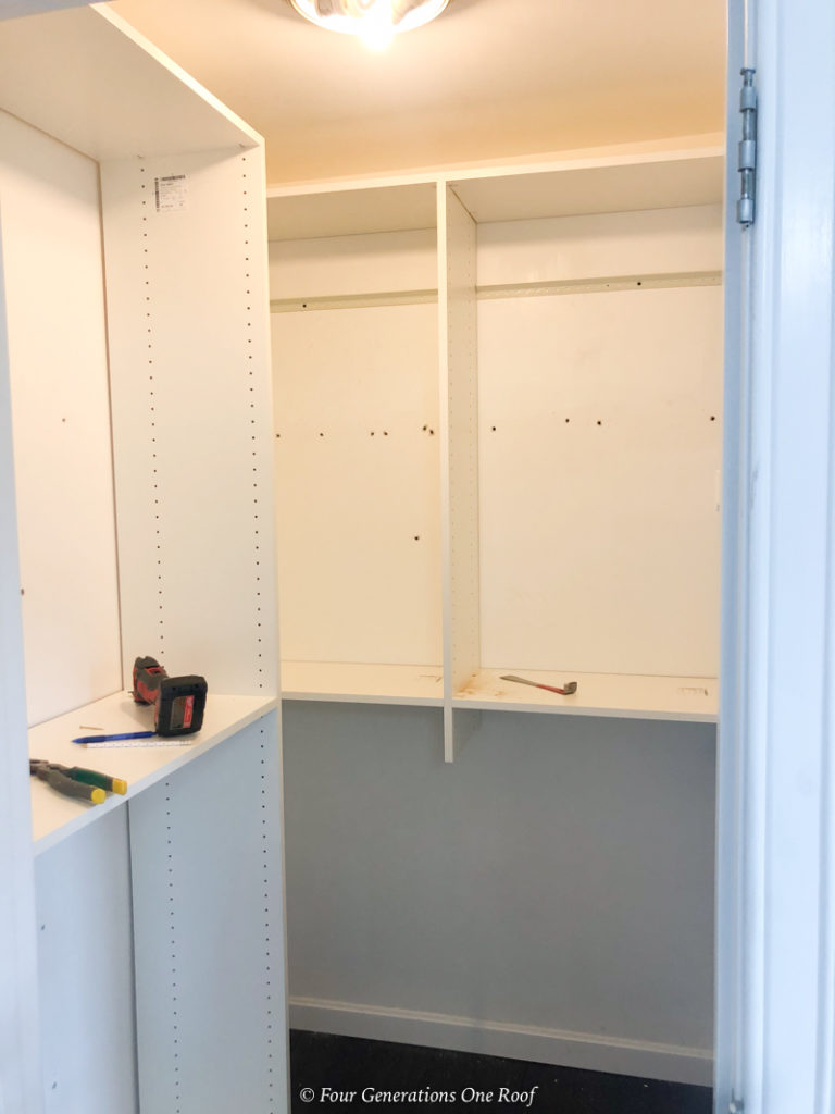 EasyClosets wood shelving and hanging rods - installation 