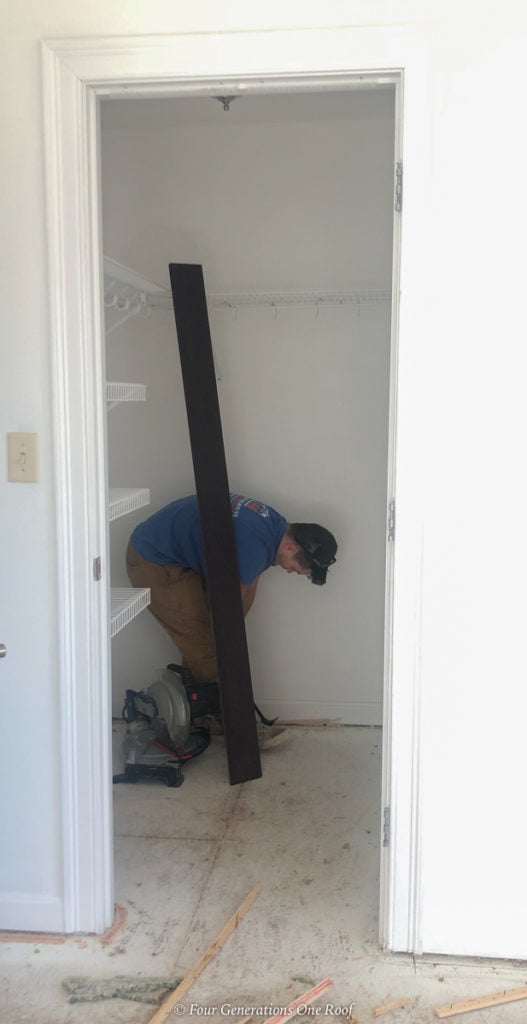 Replacing ugly wire closet shelving with wood shelving system