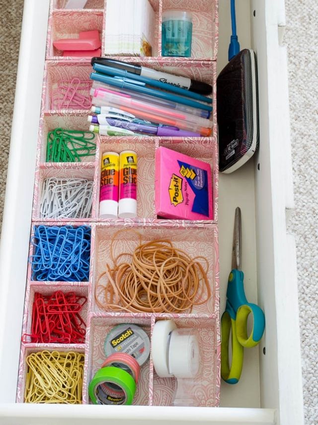 PINK PAISLEY OFFICE DRAWER ORGANIZATION CONTAINERS
