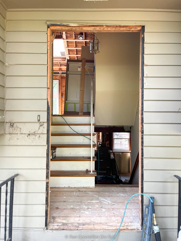 standard size front door opening of a split level house