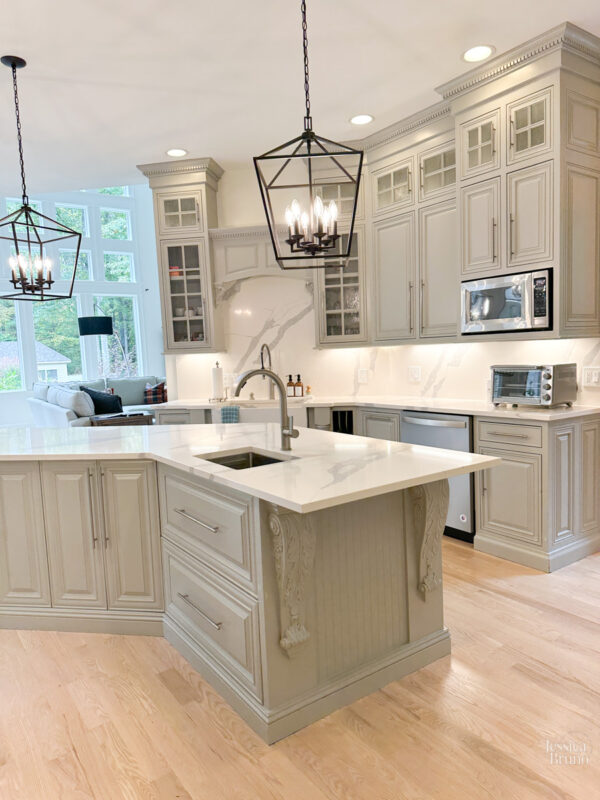 Grey Kitchen Cabinets With White Countertops