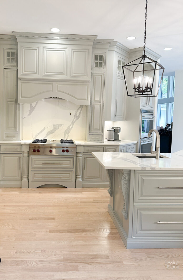 Grey Kitchen Cabinets With White Countertops