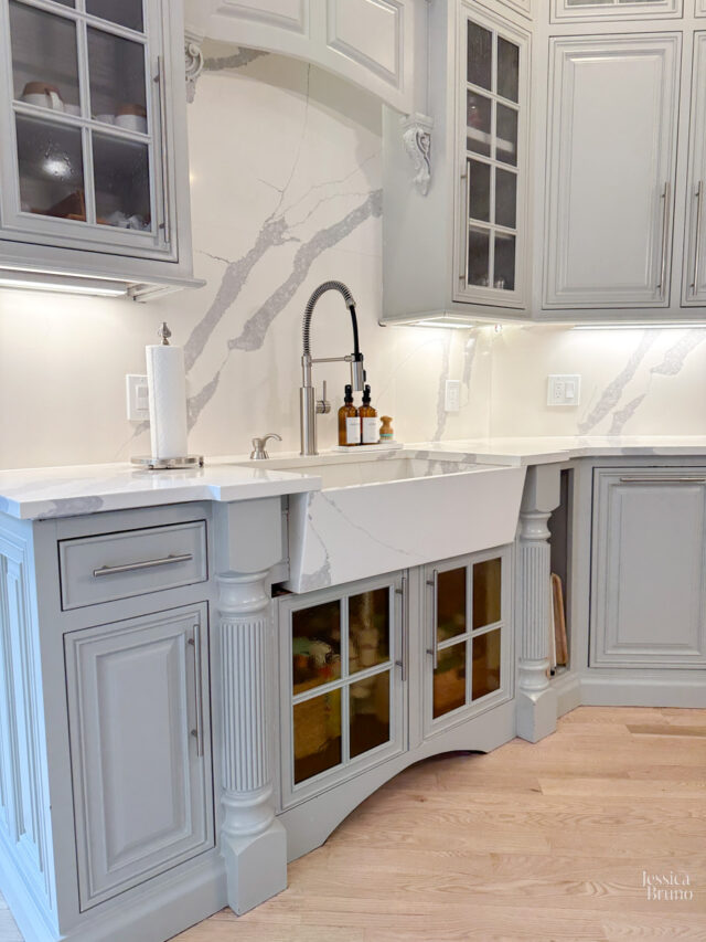 Grey Kitchen Cabinets With White Countertops