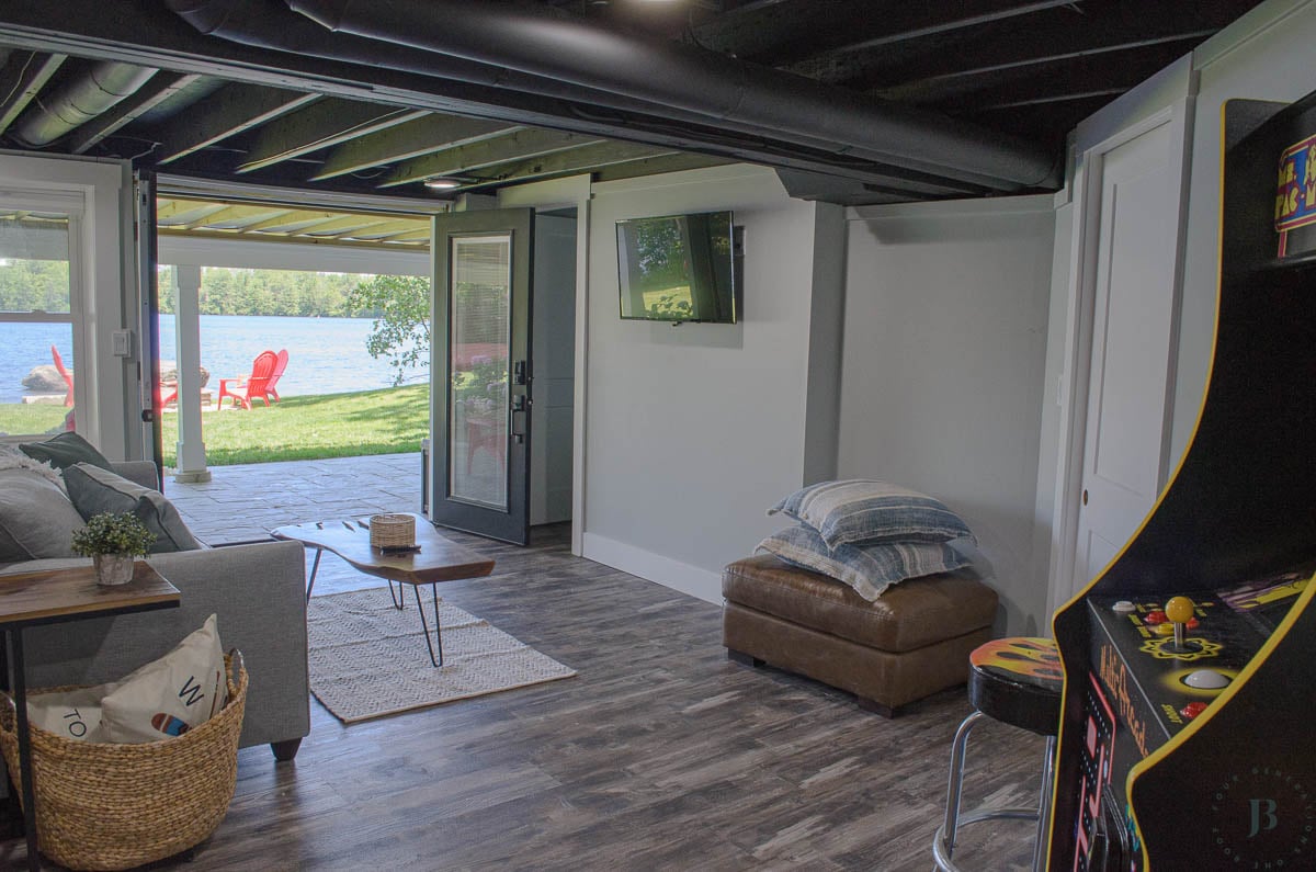 best lake house Airbnb vacation rental in New Hampshire with finished lower level overlooking water