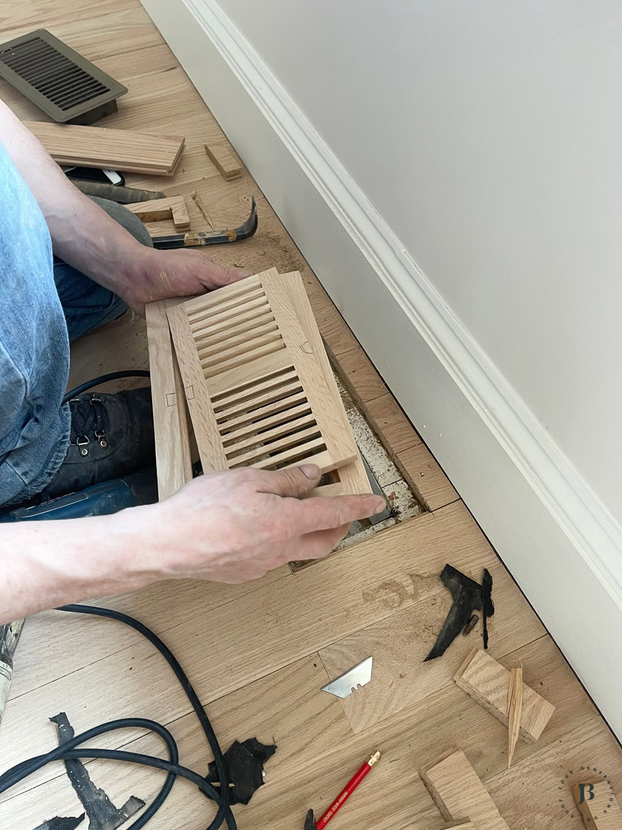 labeling wood floor vent covers with numbers to match floor openings