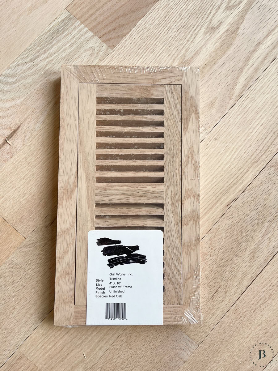 unfinished red oak wood floor vent covers before staining