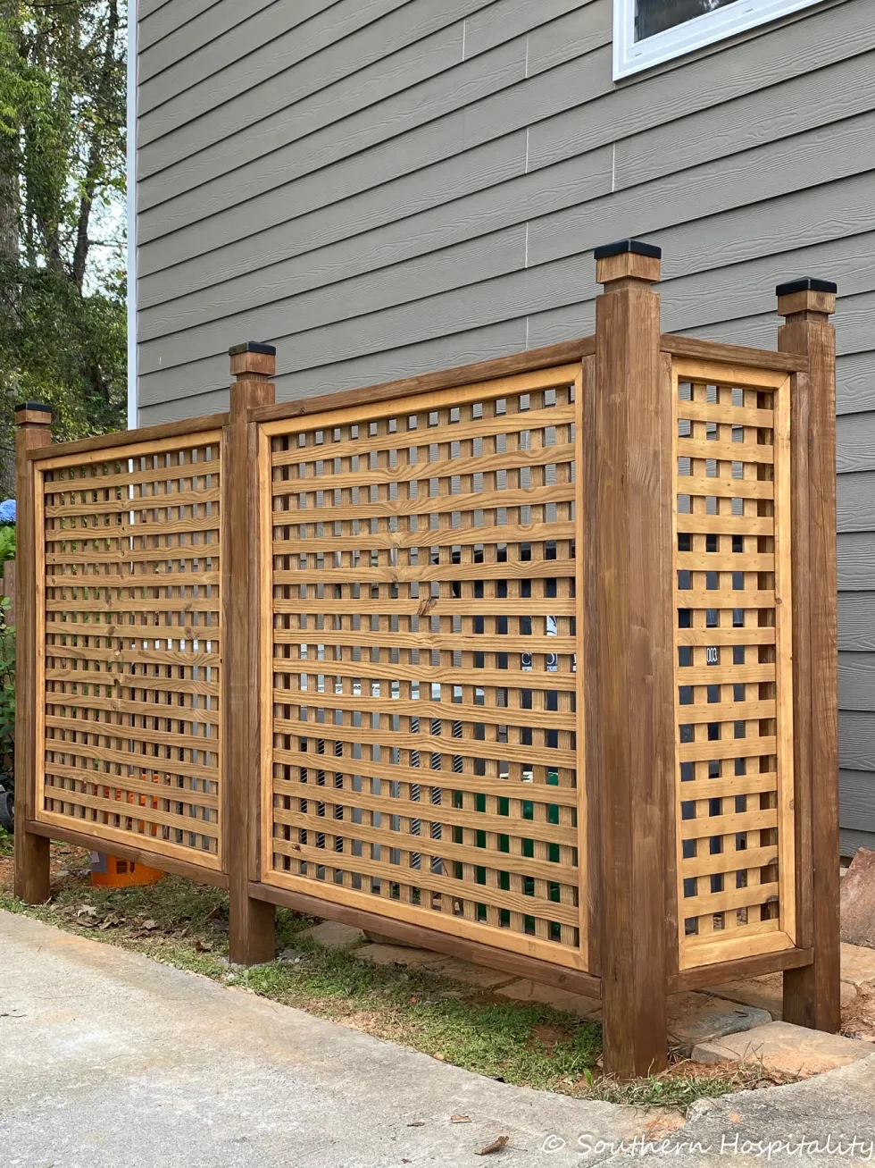 lattice privacy screen built to hide AC units