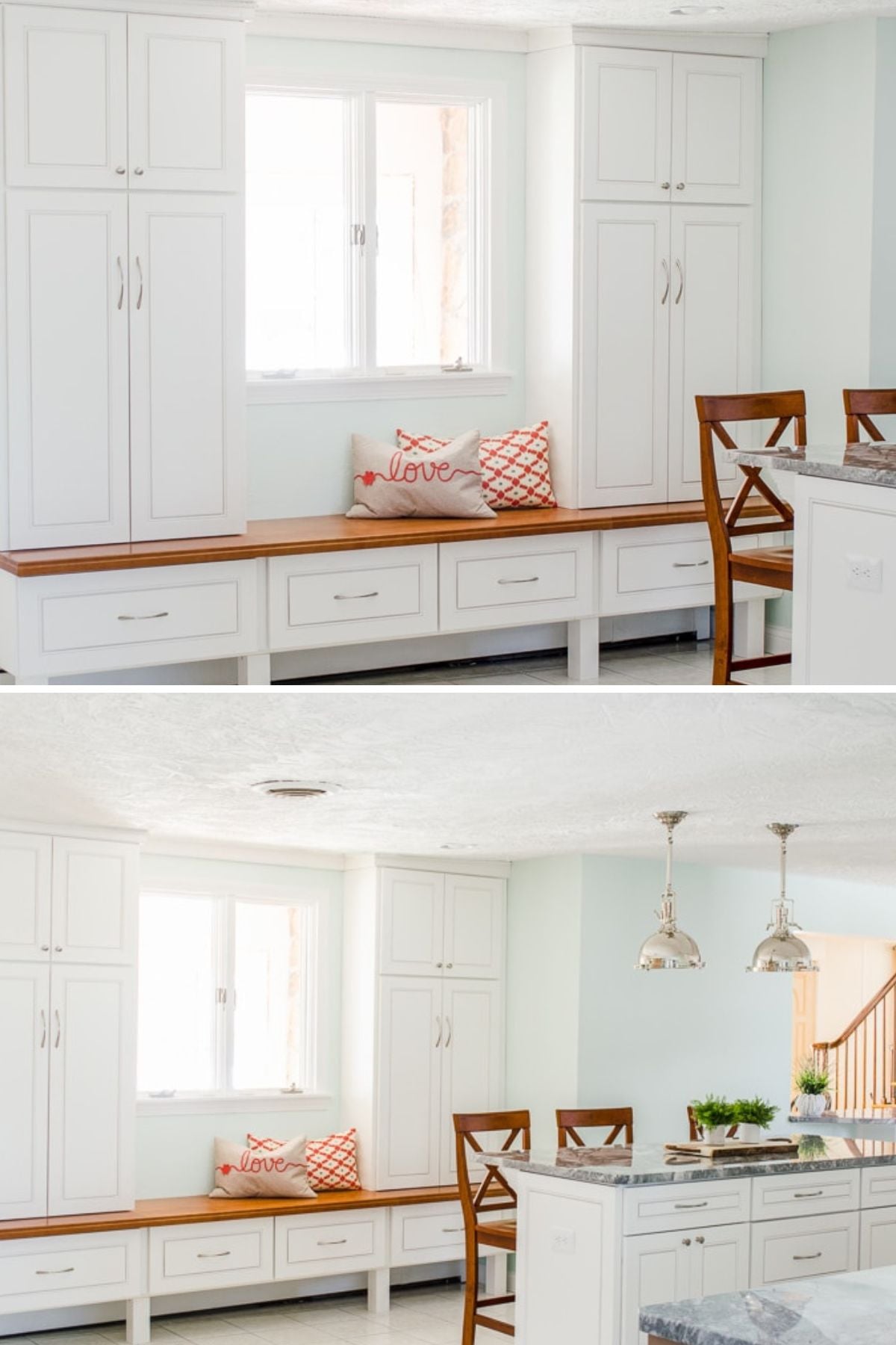 Final 70s kitchen remodel reveal showing complete transformation from cramped space to open modern kitchen"