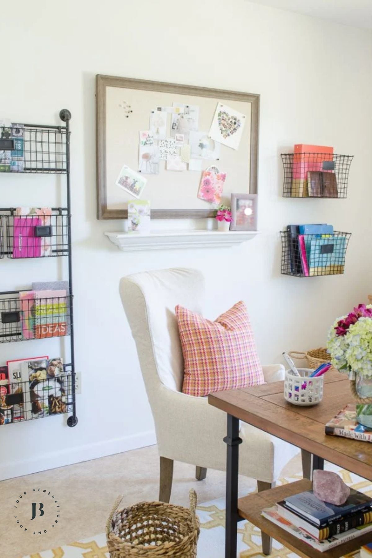 home office makeover with dining room style chair instead of a traditional chair with wheels