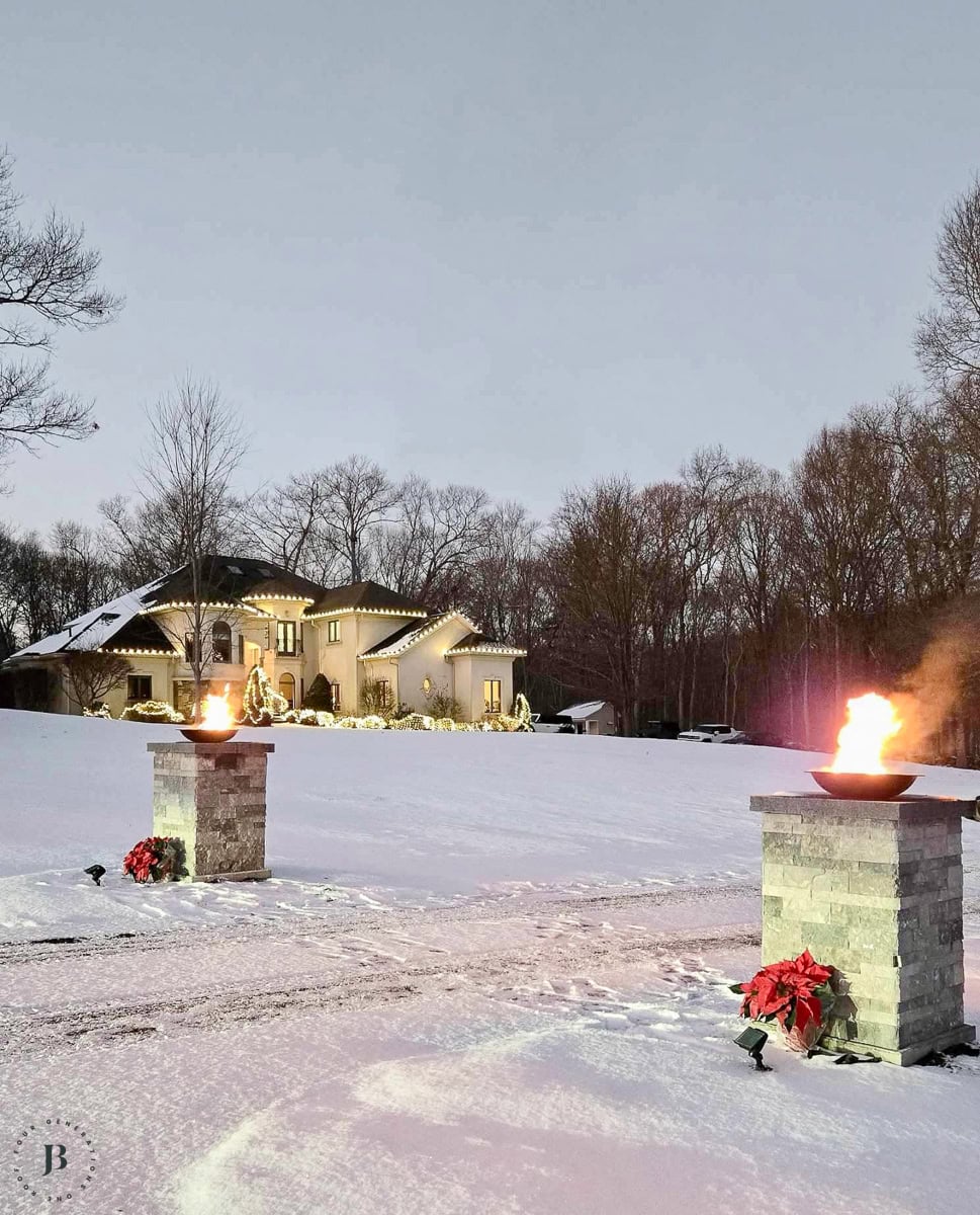 multigenerational home during Christmas with outside lights