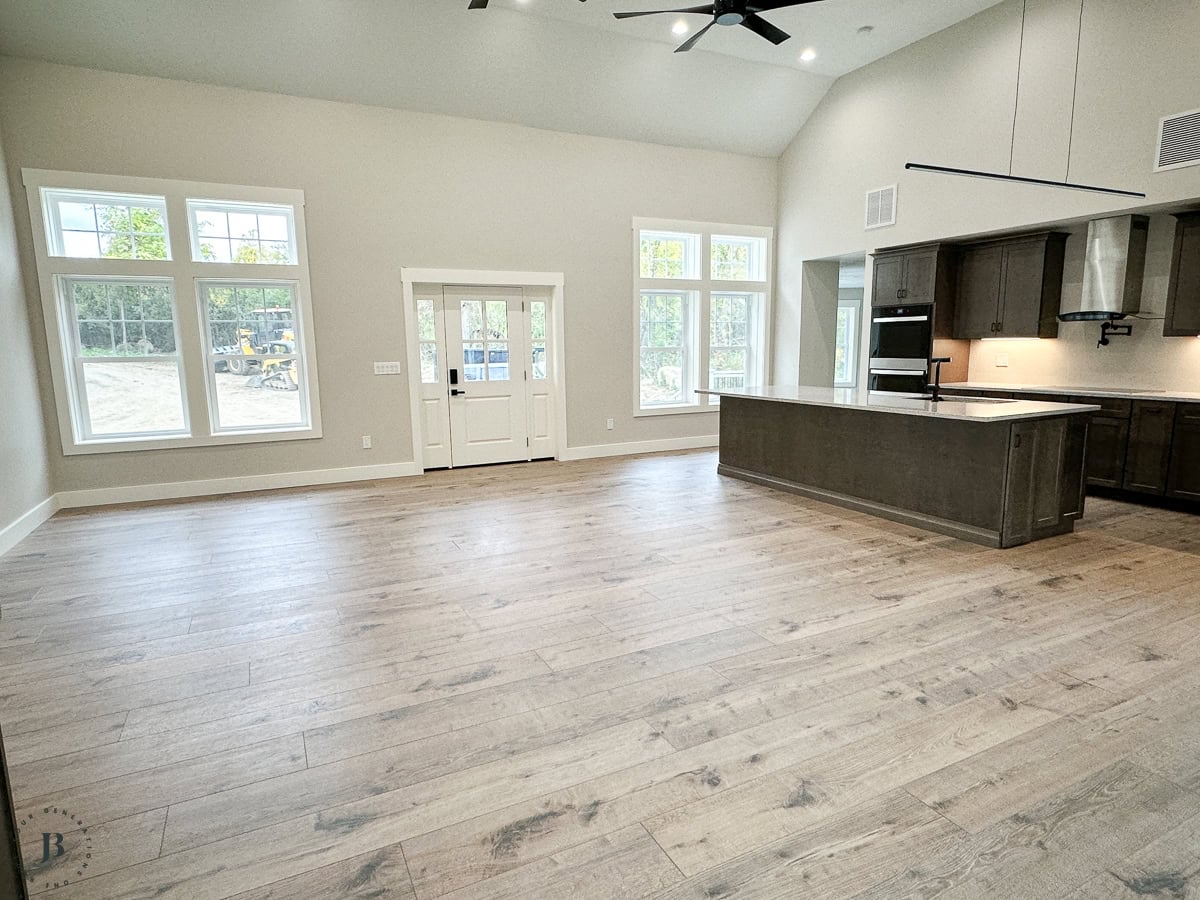 benjamin moore pale oak with brown hardwood floors
