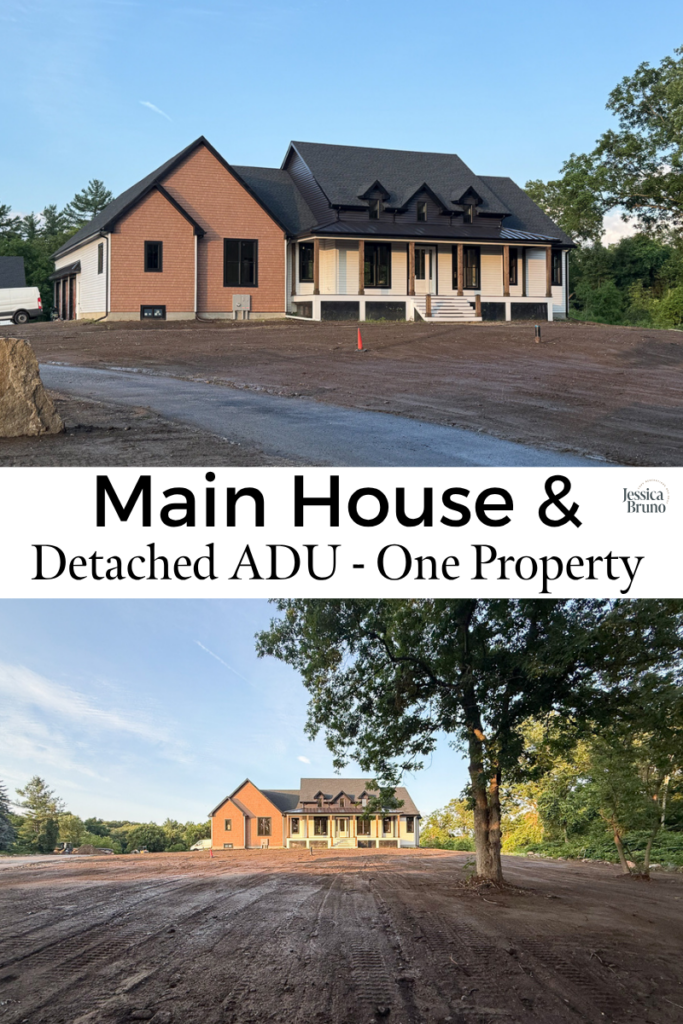 modern farmhouse built next to an ADU - multigenerational living site layout